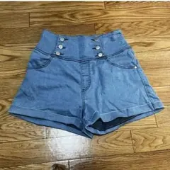値下げ可  ヘザー　ハイウエスト デニムショートパンツ