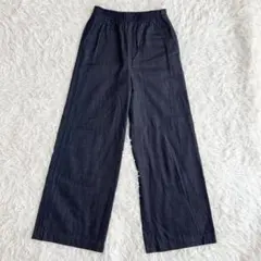 Bakkurii パンツ ネイビー 1 カジュアル シンプル 着回し ワイド 