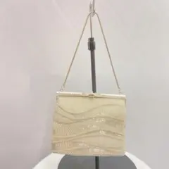 8020 ビーズバッグ　パーティバッグ　キラキラ　レトロ　白系
