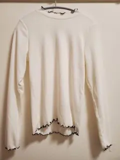 GLOBAL WORK　ハイネックフリルリブ ホワイト M