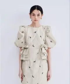 ANDRÉSD bubble sleeve jacquard dress L - メルカリ