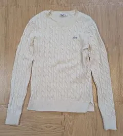 LACOSTE アイボリー ケーブルニット Mサイズ　y46