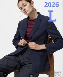 今期ユニクロUNIQLO 感動ジャケット　ネイビー　L レディース　テーラード