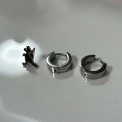 リングピアス フープピアス 恐竜 シルバー