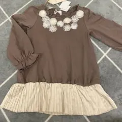 新品　マジョリカ　花　ワッペン　長袖　ロンT チュニック　110