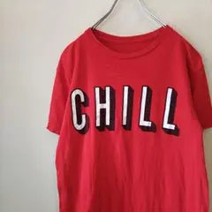 CHILL Tシャツ レッド　ロゴ
