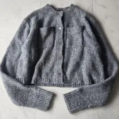 ノーク　スパングルニットジャケット　スパンコール　カーディガン　短丈　グレー