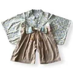 mocmofモクモフ 袴ロンパース イエロー 80 初節句 お食い初め お宮参