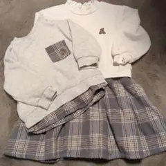 petit main チェック柄ワンピース110cm トレーナー90cm お揃い