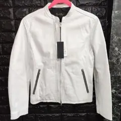 希少　新品タグ付きトルネードマート　ホワイトレザー シングルライダースジャケット