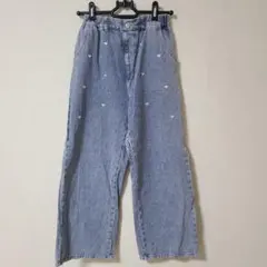 ハート刺繍デニムロングパンツ　150cm