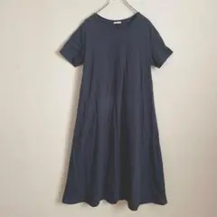 GU ロングワンピース　【L】　半袖　ポケットのサムネイル