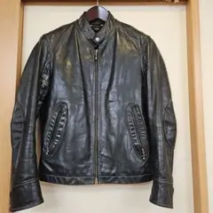 BEAMS ビームス 本革牛革シングルライダースジャケット 黒 レザージャケットのサムネイル