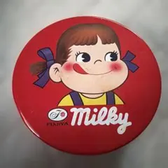 昭和レトロ　不二家 ペコちゃん ミルキー 丸缶 小物入れ　空き缶　希少品　レア