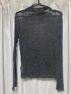 シアーラメトップス シースルー 黒 ベージュ