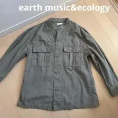 ▽earth music&ecology　長袖　シャツ　L　オリーブグリーン　綿