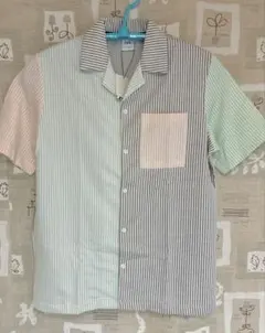 【新品】ZARA マルチストライプ 半袖シャツ M ／ミックスカラー