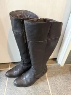 卑弥呼ブラック本革ロングブーツ　24センチ