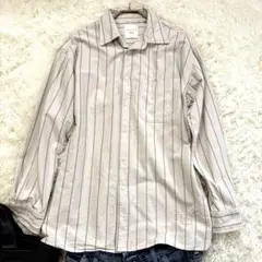 美品JW ANDERSON UNIQLO L ストライプ 長袖シャツ ベージュ