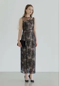 アシンメトリーシアーフラワーワンピースドレス結婚式二次会パーティー成人式デート