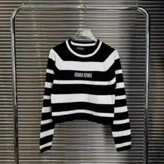 MIU MIU ストライプ クロップドニット