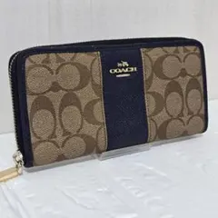 COACH F53769 デニム×レザー 長財布 ネイビー - メルカリ