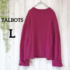 TALBOTS タルボット ケーブルニット セーター ピンク L ゴールドボタンのサムネイル