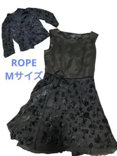 ROPE ネイビー フラワーパターン のドレスセット9号 Mサイズ