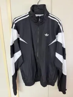 adidas ナイロンジャケットブラック/ホワイト Mサイズ - メルカリ