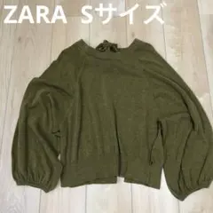 ザラ　バルーンスリーブ　バックタイ　コットンリネン　セーター　S