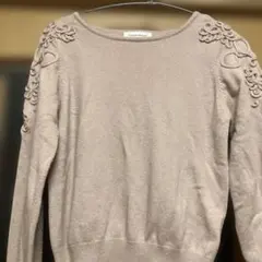 クチュールブローチ　長袖ニット　ピンク