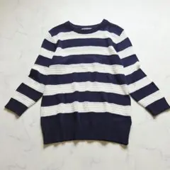 BEAMS HEART　ボーダー　ニットトップス　紺×白　春ニット　コットン