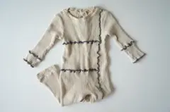 CLAUDE&CO Rib Lettuce Onesie - Oat 6-12M