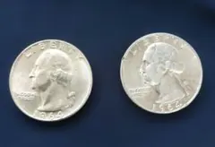 1957年 1958年 米国 25セント銀貨 2枚セット - メルカリ