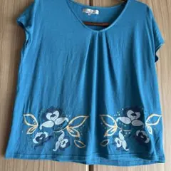 Viaggio Blu 花柄刺繍 半袖カットソー ブルーのサムネイル