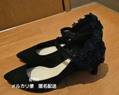 GU 黒パンプス　ローヒール　ピンヒール　レースヒール　2way