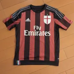 ACミラン adidas シャツ 赤黒 ストライプジュニア