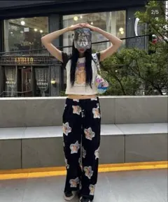 YOUTH BATH ベロアパンツ ブラック