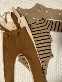 ベビー服 セット ロンパース サロペット リブパンツ