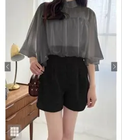 GRL フレアフリーブシアーショート丈ブラウス tu816