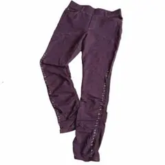 麻布プロバドール レギンスパンツ L 紫 赤紫 ラインストーン付き ストレッチ