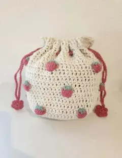 ハンドメイド かぎ編み いちご ポーチ プレゼント 巾着
