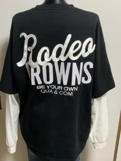 美品 RODEO CROWNS レイヤード 長袖 ロングTシャツ ブラック L