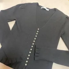 Zara❤️ブラックリブ編みVネック　ニット