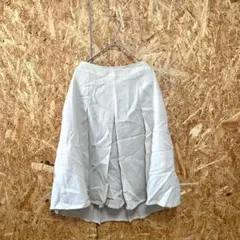 自由区 膝丈スカート ウール シンプル タック 台形 ベージュ レディース 38