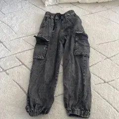 グレー カーゴパンツ ゴムウエスト