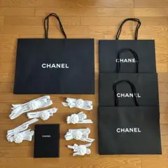 CHANEL ショップ袋 4枚&ボックス & カメリア付きリボン7つセット