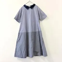 【ビームスボーイ】襟付き半袖ワンピース Aライン 切り替え 幾何学模様 フレアのサムネイル