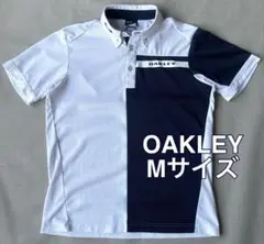 OAKLEY ボタンダウンポロシャツ Mサイズ ゴルフ 白ネイビーのサムネイル