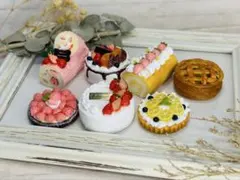 在庫整理セット②♡ミニチュアスイーツ♡樹脂粘土♡ミニチュア♡ケーキ♡いちご♡